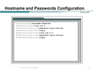 Hostname and Passwords Configuration




      © 2004, Cisco Systems, Inc. All rights reserved.   31
 