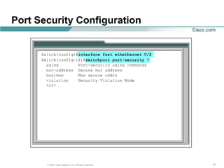 Port Security Configuration




       © 2004, Cisco Systems, Inc. All rights reserved.   51
 