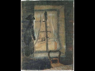 1887 Primavera (inicios). Ventana en el restaurante de Bataille. Dibujo a pluma y tiza de color
 