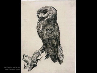 1887 Lechuza vista de lado
Dibujo a lápiz pluma, tinta azul
 