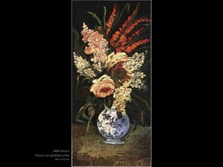 1886 Verano
Florero con gladiolos y lilas
(69 x 33.5 cm)
 