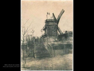 1886 Le Moulin de la Galette
Dibujo a lápiz de grafito, y tinta marrón
 