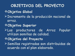 SEMIFOR:UN PROYECTO PARA EL FORTALECIMIENTO DEL SISTEMA DE PRODUCCIÓN DE SEMILLAS CERTIFICADAS PARA EL ARROZ POPULAR EN CUBA”