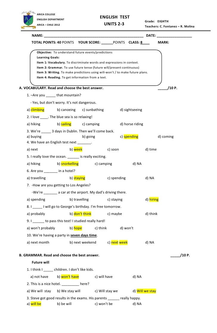 8 test units 2_3_answersheet