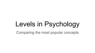 Levels in Psychology
Comparing the most popular concepts
 