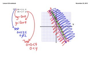 Lesson 6­8.notebook

C)

November 25, 2013

2x + y >  2
2x + y <  4

Y

X

 