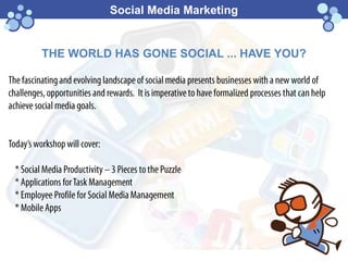 Social Media Marketing


THE WORLD HAS GONE SOCIAL ... HAVE YOU?
 