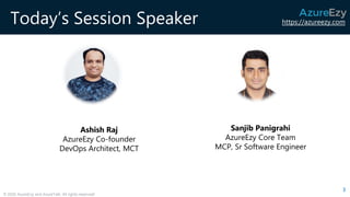 https://azureezy.com
© 2020 AzureEzy and AzureTalk. All rights reserved!
Today’s Session Speaker
Sanjib Panigrahi
AzureEzy...