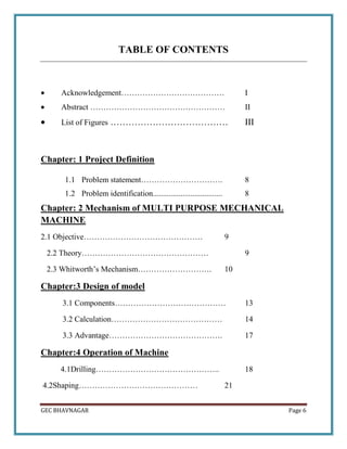 Report of design and development of multi purpose mechanical machine | DOCX