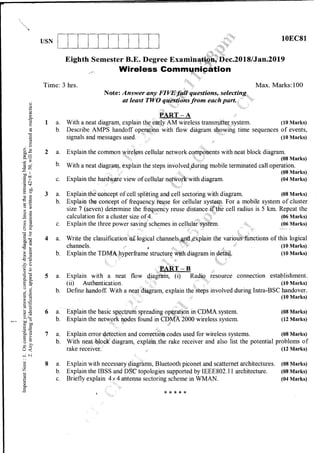 8th Semester Electronics and communication Engineering VTU 2010 Scheme question papers till Jan 2019