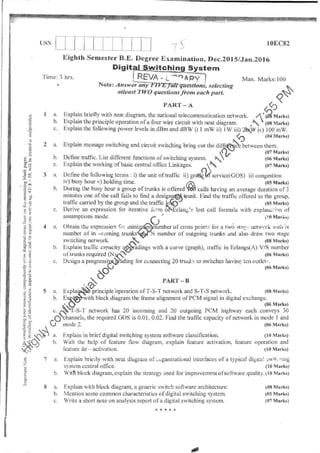 8th semester VTU Electronics and Communication Engineering  till jan 2018