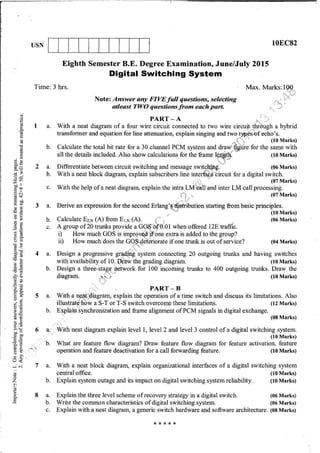 8th semester VTU Electronics and Communication Engineering  till jan 2018