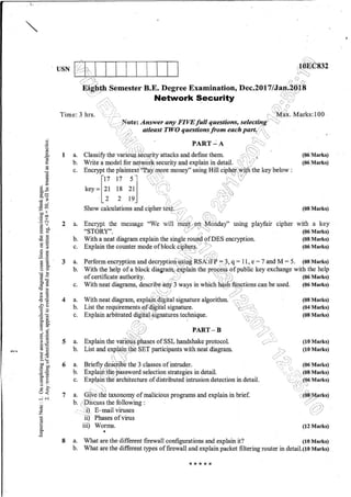 8th semester VTU Electronics and Communication Engineering  till jan 2018