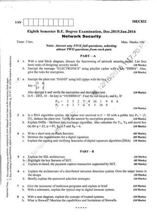 8th semester VTU Electronics and Communication Engineering  till jan 2018
