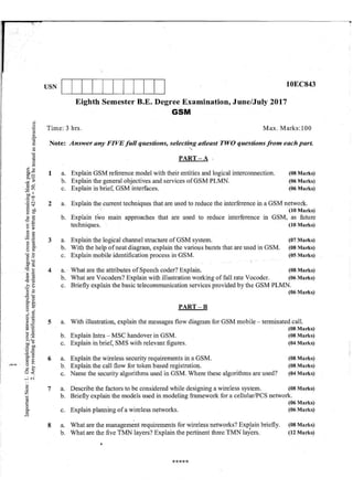 8th semester VTU Electronics and Communication Engineering  till jan 2018