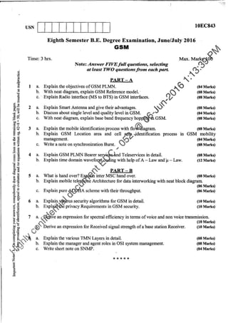 8th semester VTU Electronics and Communication Engineering  till jan 2018