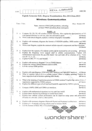 8th semester VTU Electronics and Communication Engineering  till jan 2018