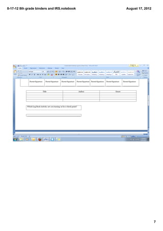 8­17­12 8th grade binders and IRS.notebook   August 17, 2012




                                                               7
 