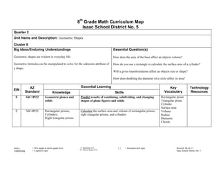 8th Grade Math Curriculum Map 8Th Grade Math Curriculum Map 2011 2012