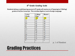 Grading Practices
p. 1 of Handout
 