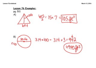Lesson 76.notebook March 13, 2014
Lesson 76 Examples:
pg. 511
A)
B)
 