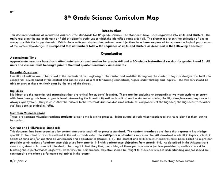 8th grade science map revised
