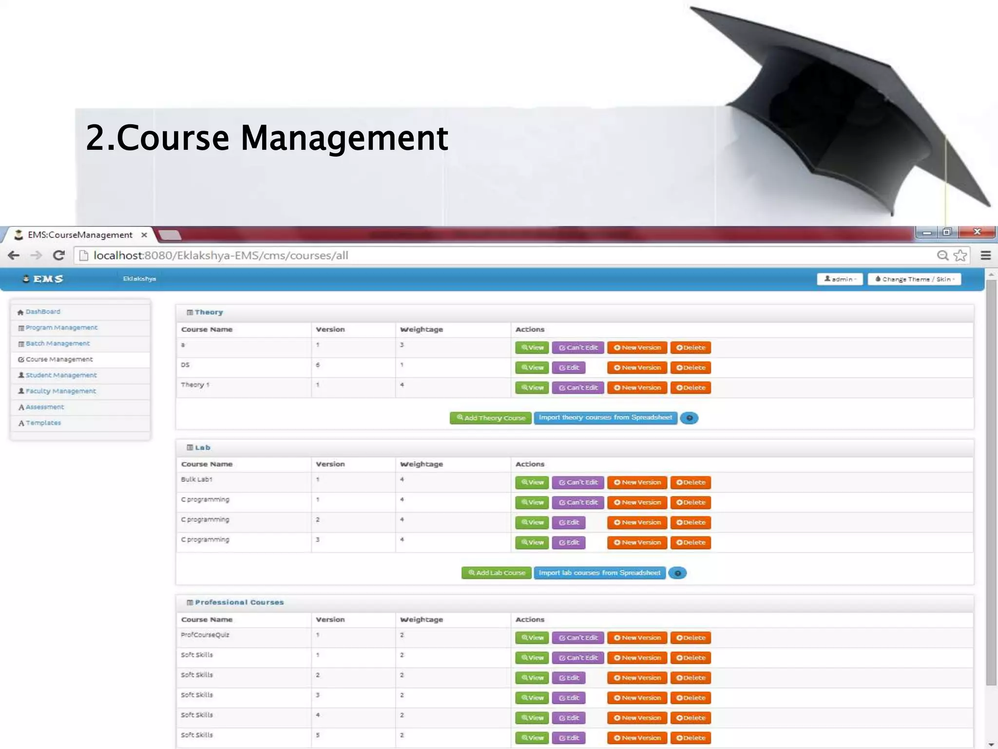 2.Course Management
 
