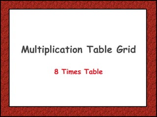 Multiplication Table Grid 8 Times Table 