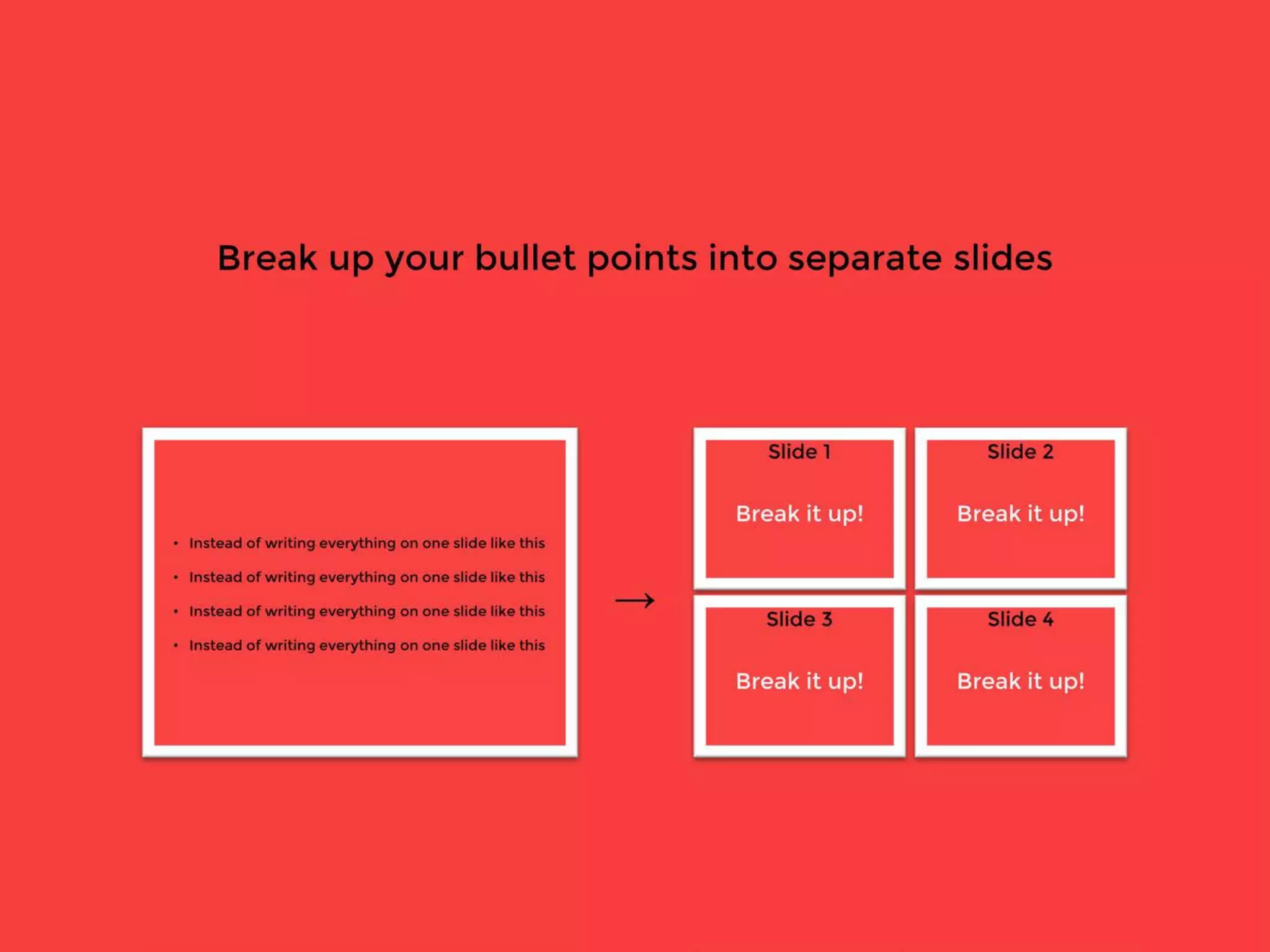 Break up your bullet points into separate slides
→
 