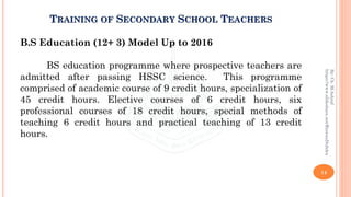 Training of Secondary School Teachers in Pakistan | PDF