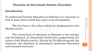 Training of Secondary School Teachers in Pakistan | PDF