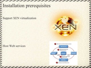 Installation prerequisites

Support XEN virtualization




Host Web services
 