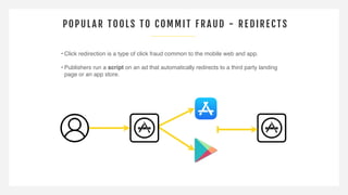 POPUL AR TOOLS TO COMMI T F R AUD - R EDIREC TS
• Click redirection is a type of click fraud common to the mobile web and ...
