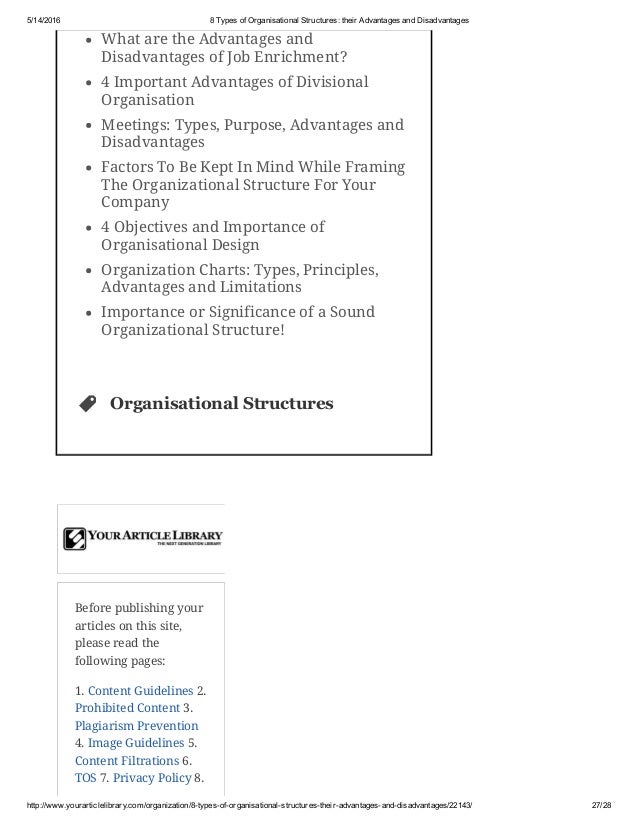 8 types of organisational structures their advantages and disadvanta types of organizational charts