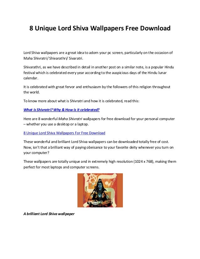 8 Unique Lord Shiva Wallpapers Free Download