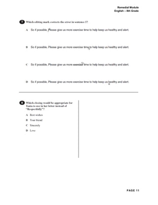 PAGE 11
Remedial Module
English – 8th Grade
 