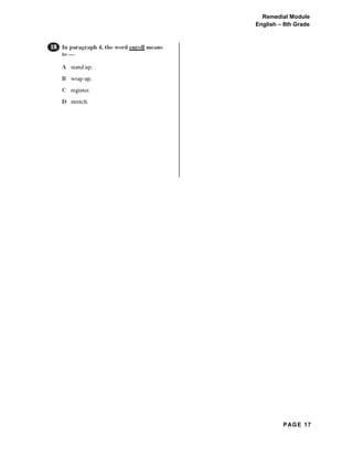 PAGE 17
Remedial Module
English – 8th Grade
 