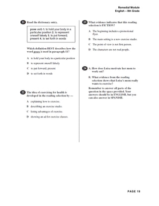 PAGE 19
Remedial Module
English – 8th Grade
 