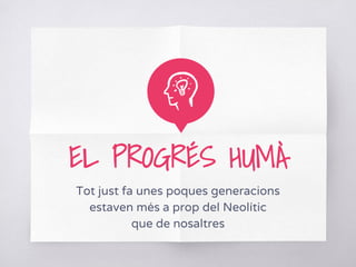 EL PROGRÉS HUMÀ
Tot just fa unes poques generacions
estaven més a prop del Neolític
que de nosaltres
 