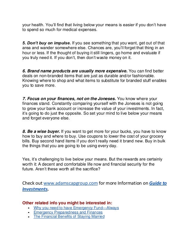 8 ways to live below your means