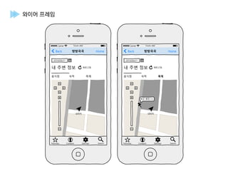 와이어 프레임
Back Home방방곡곡
Carrier 10:05 AM
2014/04/21
내 주변 정보
음식점 숙박
내위치
새로고침
Favorites Contacts Settings Search
축제
Back Home방방곡곡
Carrier 10:05 AM
2014/04/21
내 주변 정보
음식점 숙박
내위치
새로고침
Favorites Contacts Settings Search
축제
평균 별점 3.5
 