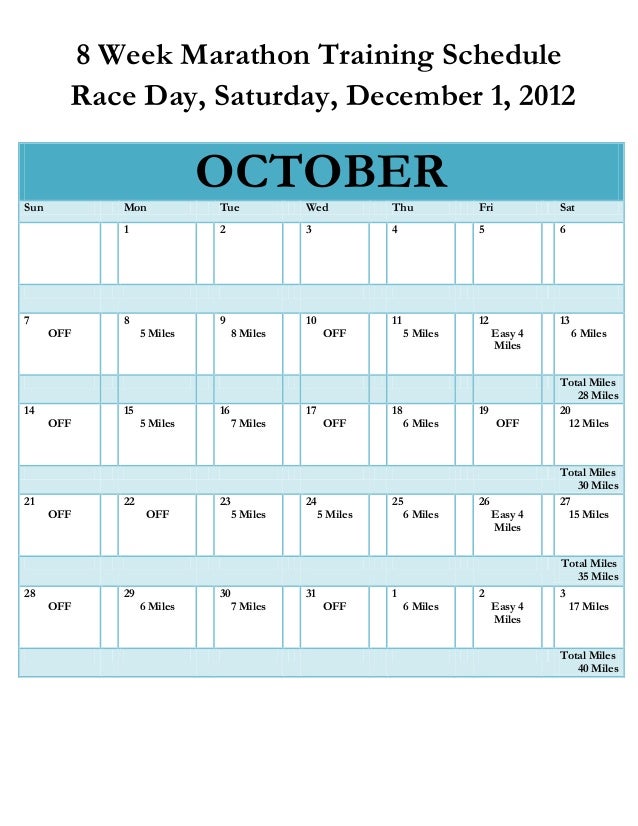 8 week marathon training schedule