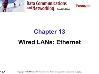 Chapter 13 Wired LANs: Ethernet Copyright © The McGraw-Hill Companies, Inc. Permission required for reproduction or display. 