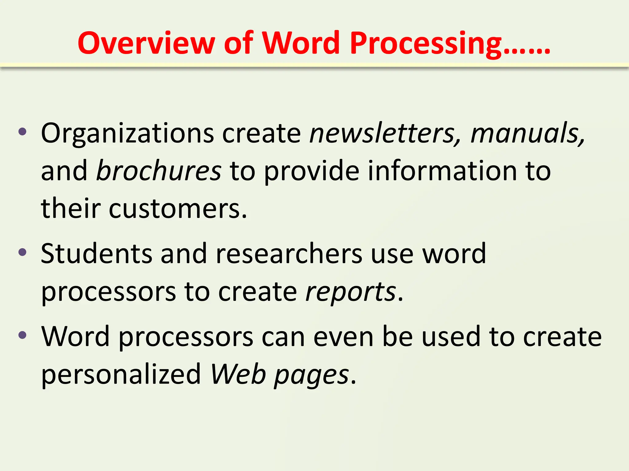 Introduction to Microsoft Word Processor | PPTX
