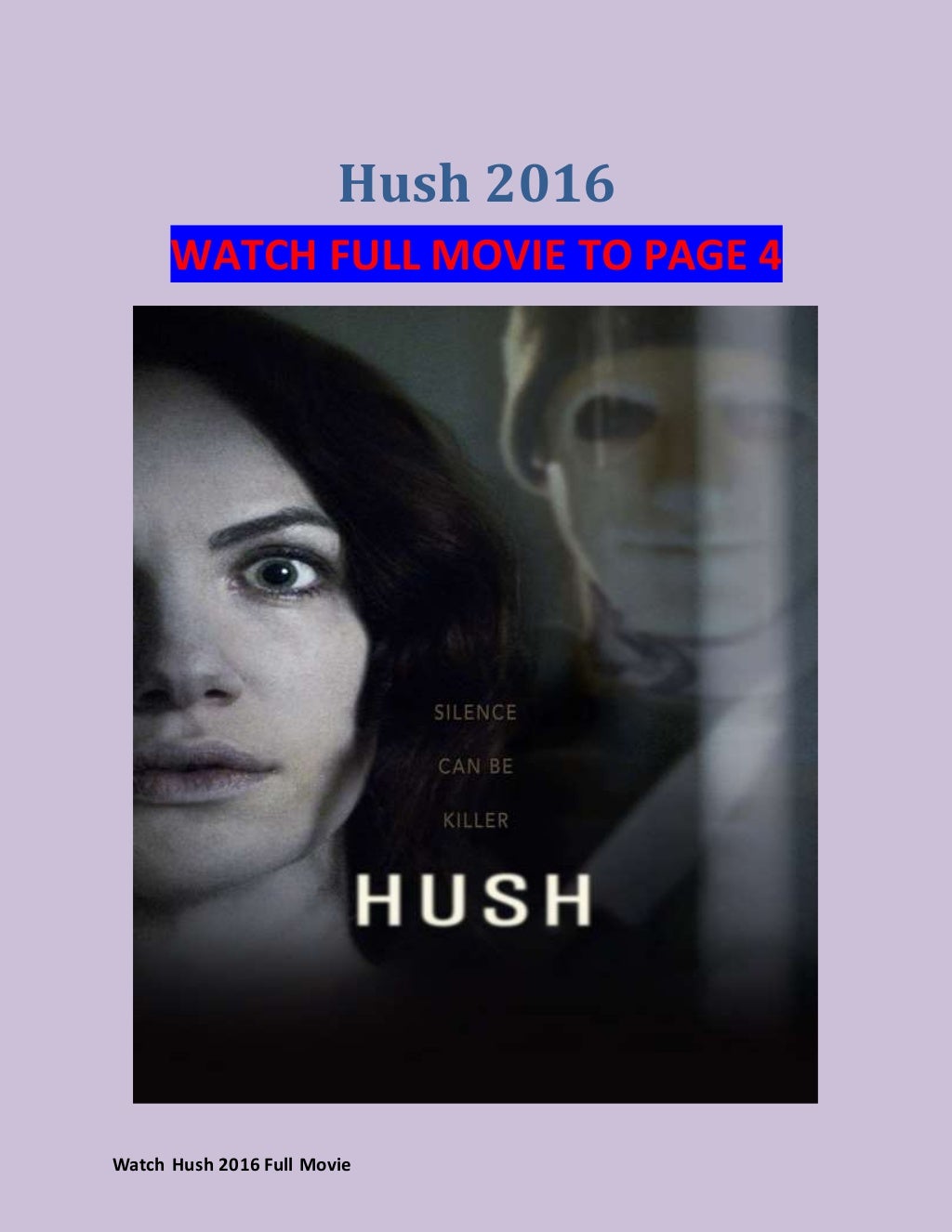 Watch Hush (2016) full movie hd online
