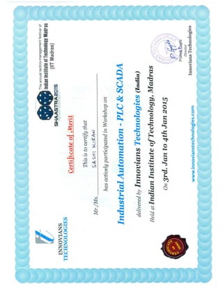 PLC workshop Certificate