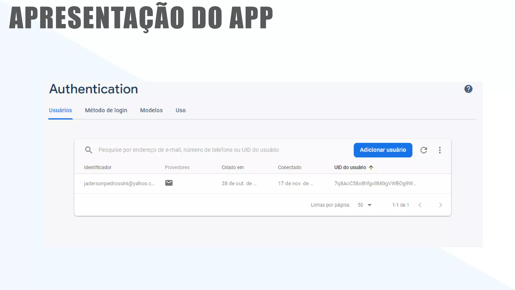 Classificação da informação: Uso Interno
APRESENTAÇÃO DO APP
Tela de cadastro
Tela de login
APRESENTAÇÃO DO APP
 