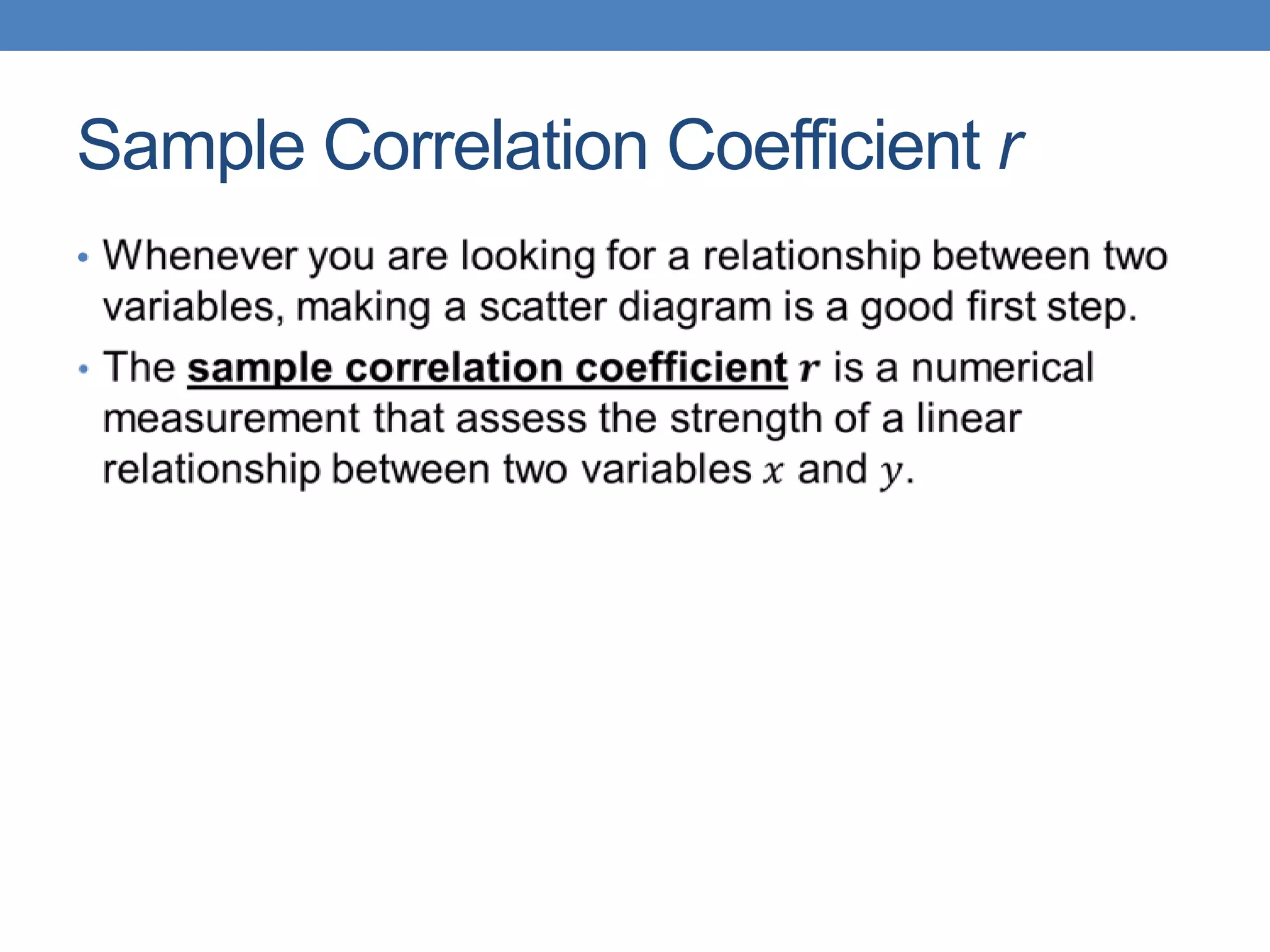Sample Correlation Coefficient r
•
 