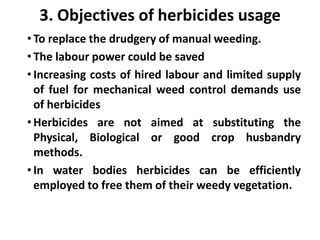 Herbicides  Definition  Advantages & Limitations of Herbicide usage in  India  Nomenclature of Herbicides | PDF