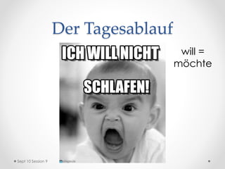 Der Tagesablauf
will =
möchte
Sept 10 Session 9
 